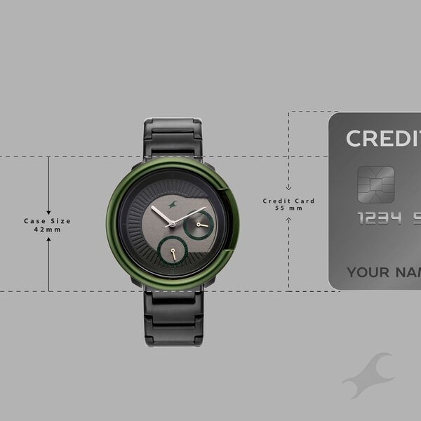 Fastrack Multifunction Textured Black Dial Men's Watch with Integrated Black Metal Bracelet - image number 3