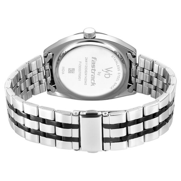 Fastrack Vyb Arcane Quartz Analog Black Dial Two Toned Color Metal Strap Watch For Guys - image number 5