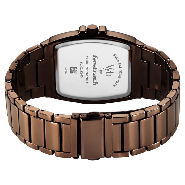 Vyb Challenger By Fastrack Quartz Analog Brown Dial Brown Metal Strap Watch For Guys - image number 6