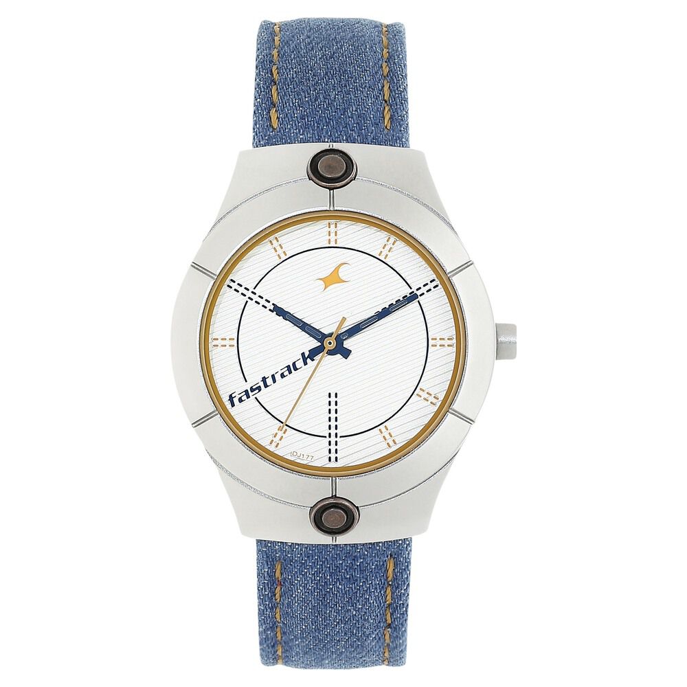 Fastrack Denim Quartz Analog Silver Dial Fabric Strap Watch for Girls