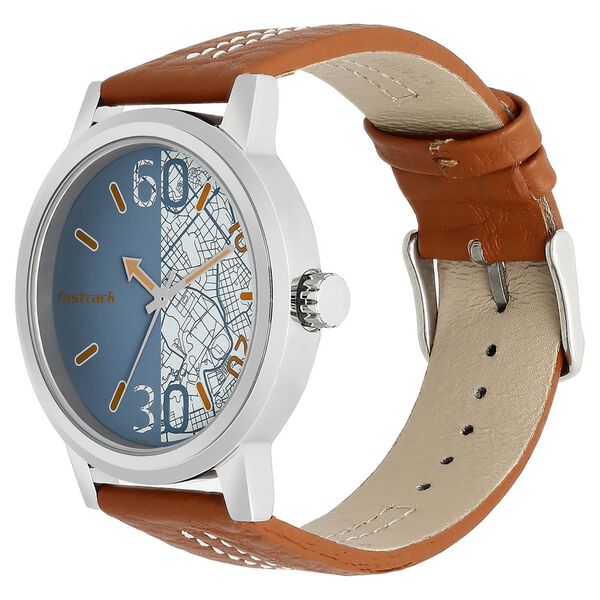 Fastrack Road Trip Quartz Analog Blue Dial Leather Strap Watch for Guys - image number 2