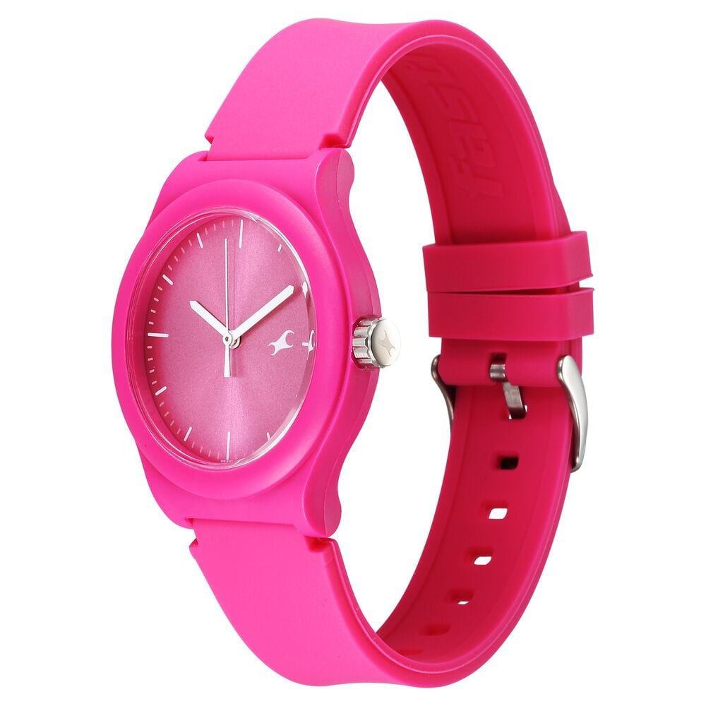Buy Online Fastrack Tees Urbanique Quartz Analog Pink Dial Silicon Strap Watch For Girls 38037pp20w Fastrack