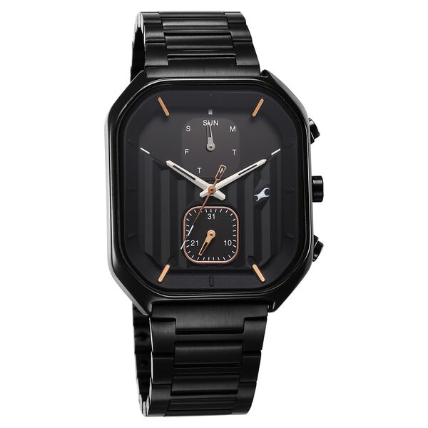 Fastrack Fleek Quartz Multifunction Black Dial Black Stainless Steel Strap Watch for Guys - image number 1