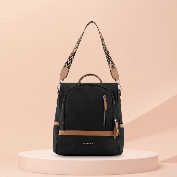 Fastrack Black Nylon Backpack with Designer Webbing Strap - image number 0