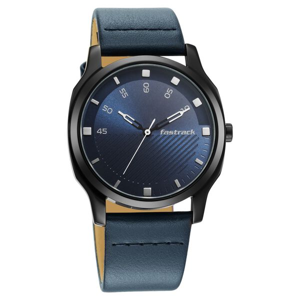 Fastrack Stunners Quartz Analog Blue Dial Leather Strap Watch for Guys - image number 1
