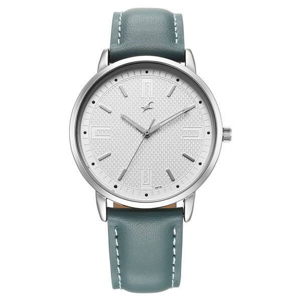 Fastrack Stunners X Quartz Analog Silver Dial Leather Strap Watch For Guys - image number 0