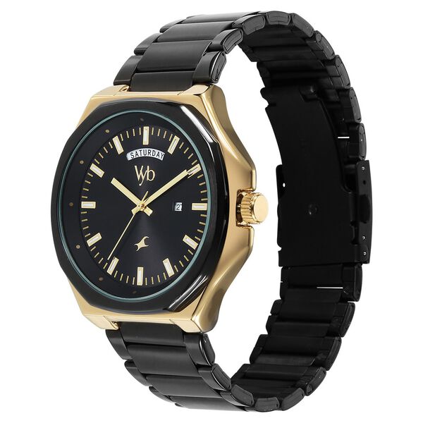 Vyb Orion By Fastrack Quartz Analog Black Dial Metal Strap Watch For Guys - image number 3