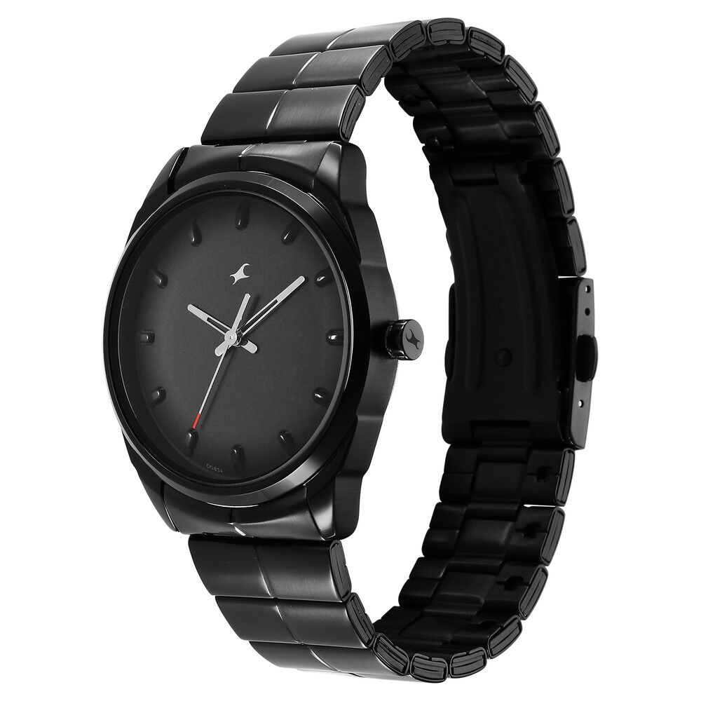 Fastrack Quartz Analog Black Dial Black Stainless Steel Strap