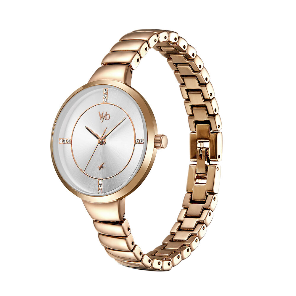 Vyb by Fastrack Quartz Analog Silver Dial Stainless Steel Strap