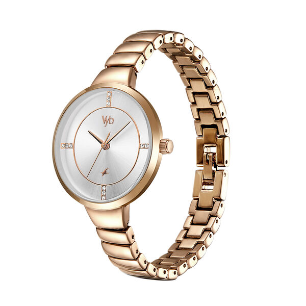 Fastrack Vyb Enigma Quartz Analog Silver Dial Stainless Steel Strap Watch for Girls - image number 3
