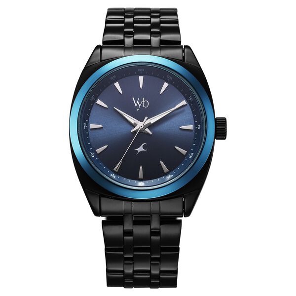 Fastrack Vyb Arcane Quartz Analog Blue Dial Black Color Metal Strap Watch For Guys - image number 1