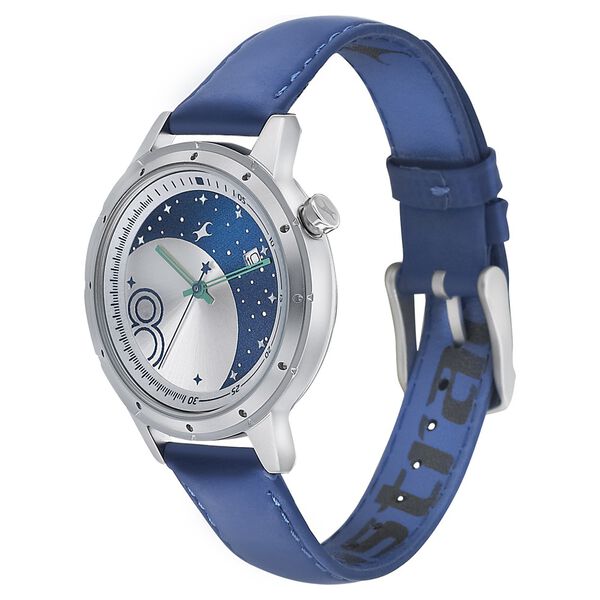 Fastrack Space Rover Quartz Analog with Date Silver Dial Leather Strap Watch for Girls - image number 2