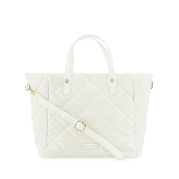 White Quilted Tote Bag - image number 1