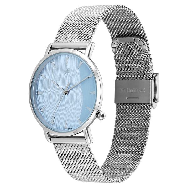 Fastrack Stunners X Quartz Analog Blue Dial Stainless Steel Strap Watch For Girls - image number 2