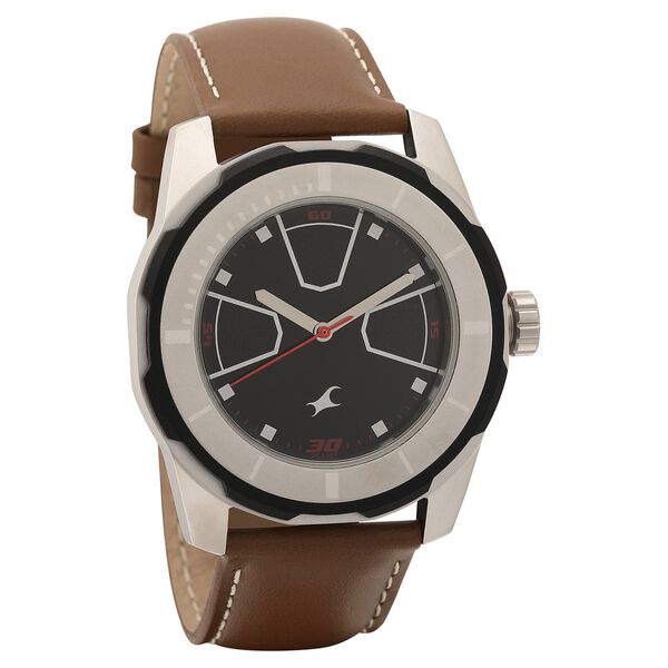 Fastrack Quartz Analog Black Dial Leather Strap Watch for Guys - image number 0