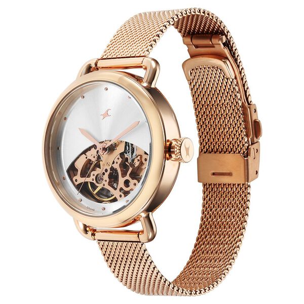 Fastrack Automatics Silver Dial Stainless Steel Strap Watch for Girls - image number 3