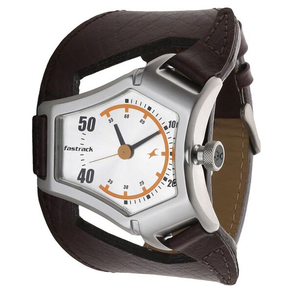 Fastrack Quartz Analog Silver Dial Leather Strap Watch for Guys - image number 1