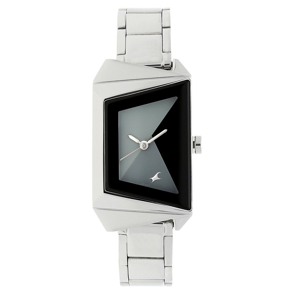Fastrack Quartz Analog Grey Dial Stainless Steel Strap Watch for Girls