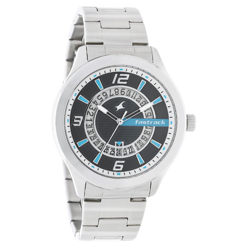 Fastrack Loopholes Quartz Analog with Date Black Dial Stainless