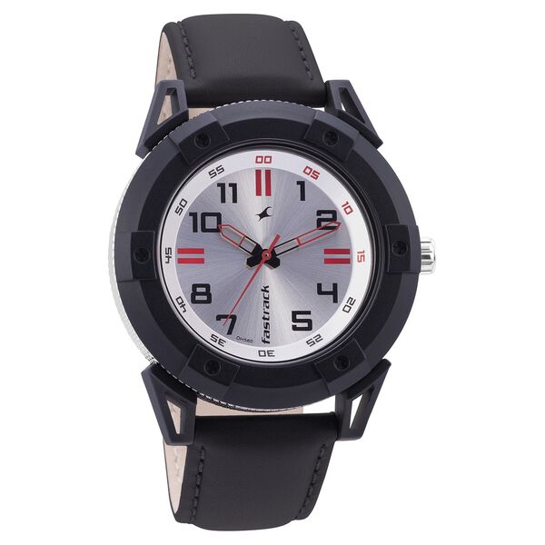 Fastrack Quartz Analog Silver Dial Leather Strap Watch for Guys - image number 0