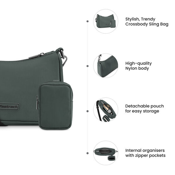 Fastrack Black Crossbody Sling Bag for Girls - image number 9