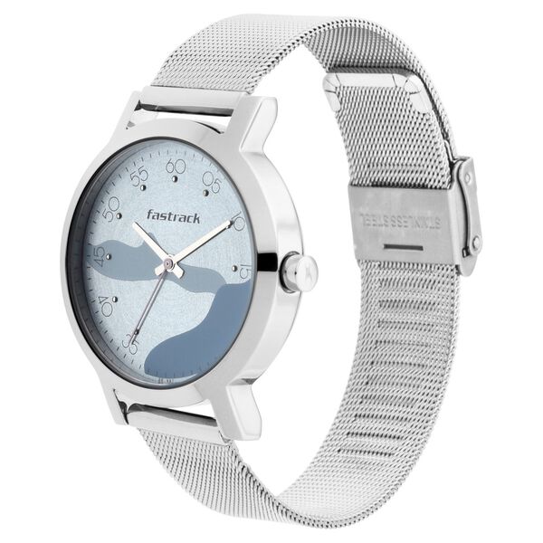 Fastrack Bare Basics Quartz Analog Blue Dial Stainless Steel Strap Watch for Girls - image number 3