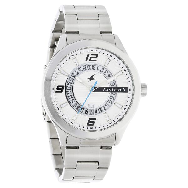 Fastrack Loopholes Quartz Analog with Date White Dial Stainless Steel Strap Watch for Guys - image number 1