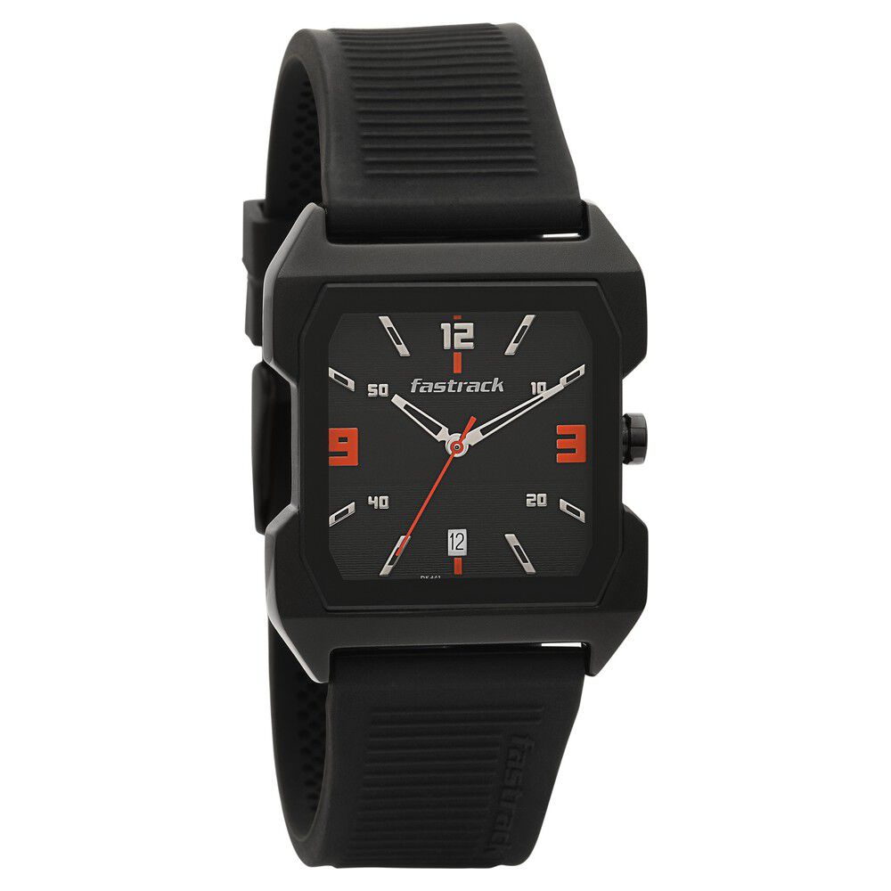 Fastrack Hitlist Quartz Analog with Date Black Dial PU Strap Watch