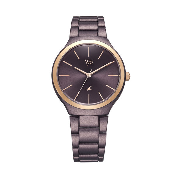 Fastrack Vyb Slayer Quartz Analog Maroon Dial Metal Strap Watch for Girls - image number 0