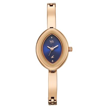 Vyb Luna By Fastrack Quartz Analog Blue Dial Rose Gold Metal Strap Watch For Girls