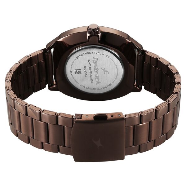 Fastrack Tick Tock Quartz Multifunction Brown Dial Stainless Steel Strap Watch For Guys - image number 4