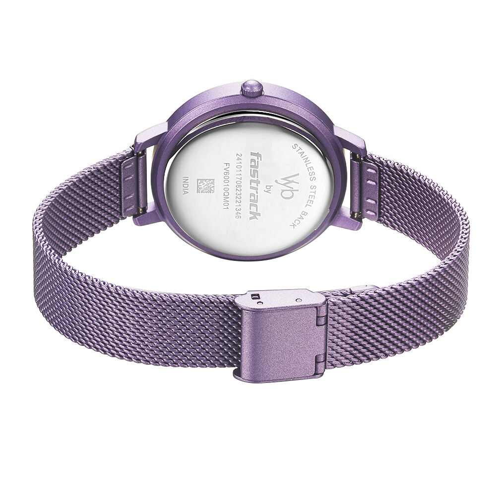 Buy Online Fastrack Vyb Aurora Quartz Analog Purple Dial Stainless Steel Strap Watch for Girls fv60010qm01w Fastrack