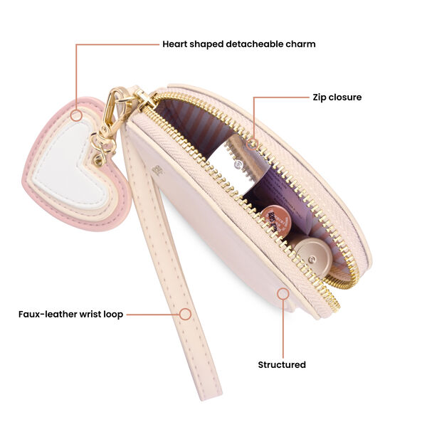 Fastrack HeartPop Clutch, Made with High-Quality Faux Leather, Versatile and Durable Design, Gold Metal Accents, with FauX-Leather Wrist Loop and Heart Charms - image number 7