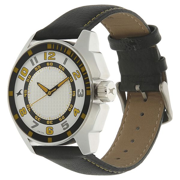 Fastrack Quartz Analog Silver Dial Leather Strap Watch for Guys - image number 1