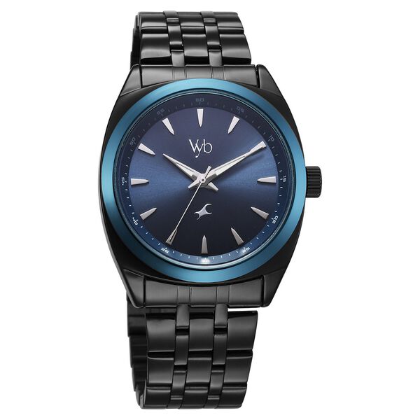 Fastrack Vyb Arcane Quartz Analog Blue Dial Black Color Metal Strap Watch For Guys - image number 2