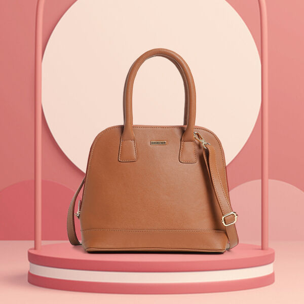 Fastrack Structured Satchel Bag for Women | Classic Bag for Girls, Ladies, Women |� Spacious Bag for College, Work Made of High Quality Faux Leather (Tan) - image number 9