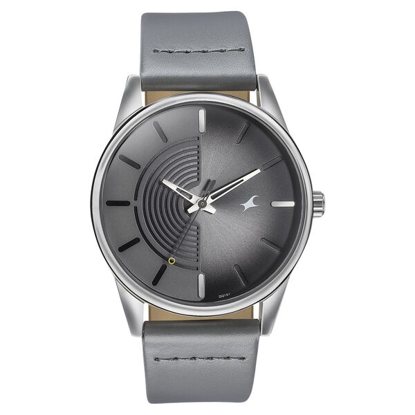 Fastrack Stunners Quartz Analog Grey Dial Grey Leather Strap Watch For Guys - image number 0
