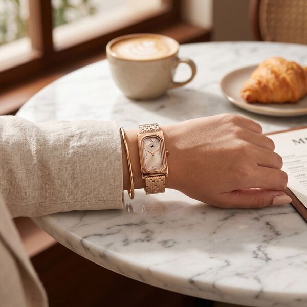 Fastrack Gelato rosegold analog bracelet watch with Caramel dial for Girls - image number 7