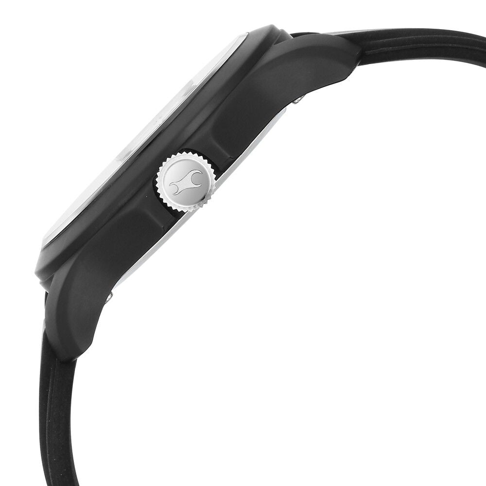 Buy Online Fastrack Dual Time Quartz Analog Black Dial Silicone Strap Watch for Guys 38042pp07 Fastrack