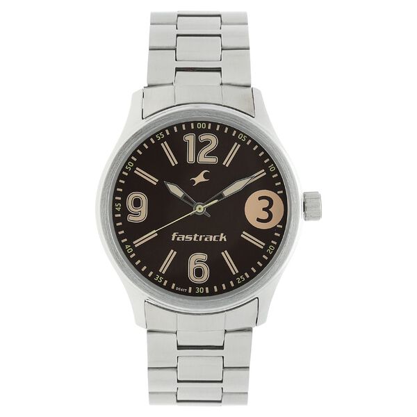 Fastrack Bare Basics Quartz Analog Brown Dial Metal Strap Watch for Guys - image number 0