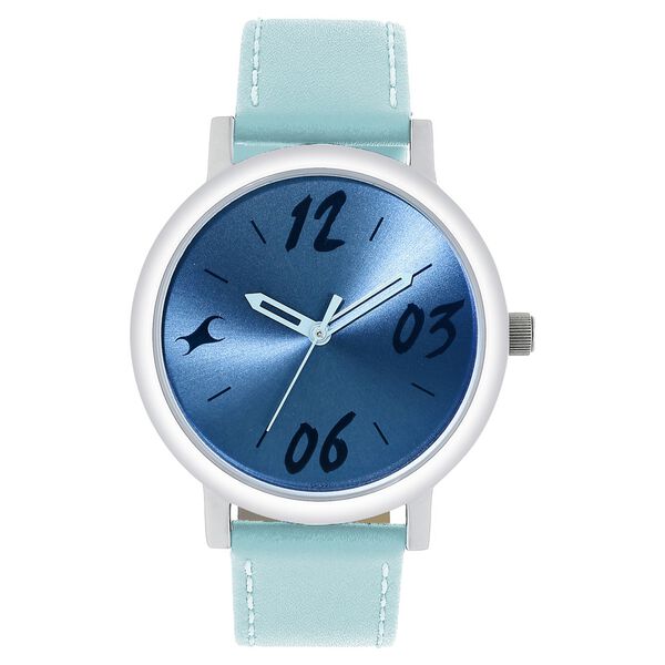 Fastrack Tropical Waters Quartz Analog Blue Dial Leather Strap Watch for Girls - image number 0