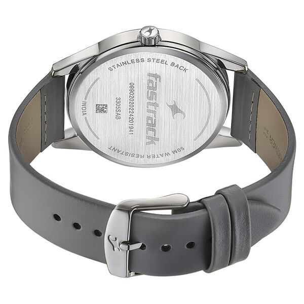 Fastrack Stunners Quartz Analog Grey Dial Grey Leather Strap Watch For Guys - image number 4