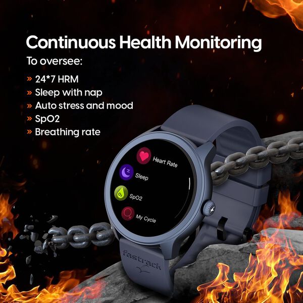 Fastrack Reflex Invoke Smartwatch Blue: BT Calling, Advanced Chipset, Breathing Rate, IP68 - image number 6