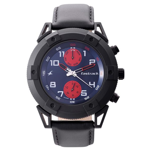 Fastrack Modular Quartz Analog Blue Dial Leather Strap Watch for Guys - image number 1