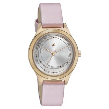 Fastrack Style Up Silver Dial Leather Strap Watch for Girls