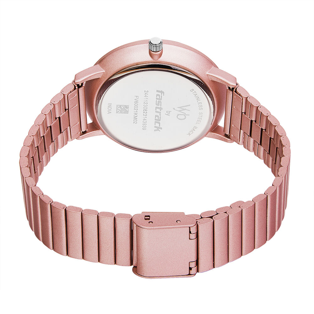 Buy Online Fastrack Vyb Bliss Quartz Analog Pink Dial Stainless Steel Strap Watch for Girls fv60021km04w Fastrack