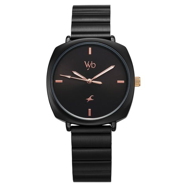 Fastrack Vyb Minimalist Quartz Analog Black Dial Black Color Metal Strap Watch For Girls - image number 1