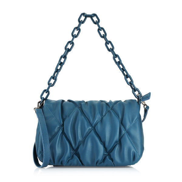 Fastrack Pleat-Quilted Satchel with Acetate Chain Handle in Blue - image number 1
