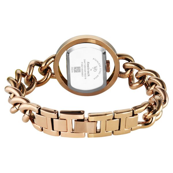 Vyb Spotlight By Fastrack Quartz Analog Silver Dial Rose Gold Metal Strap Watch For Girls - image number 5