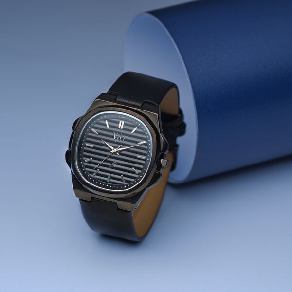 Fastrack Vyb Drift Quartz Analog Black Dial Black Color Leather Strap Watch For Guys - image number 0